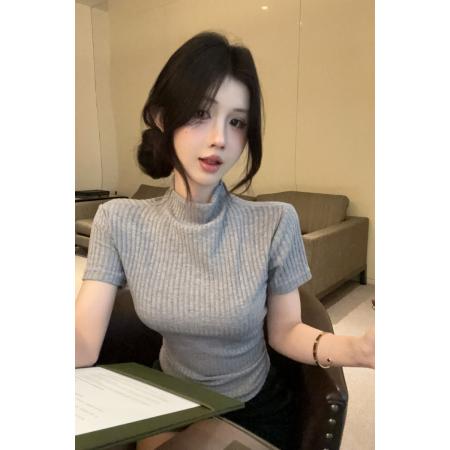 FA44019# 秋季新款高领百搭气质纯色弹力打底韩版修身T  服裝批發女裝批發服飾貨源