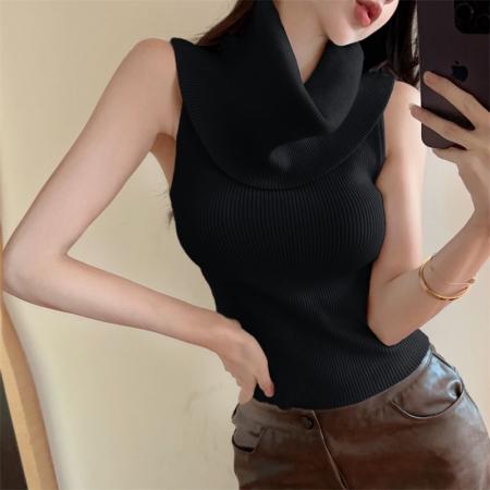 FA44020# 秋冬时尚堆堆领套头背心毛衣打底百搭针织衫  服裝批發女裝批發服飾貨源