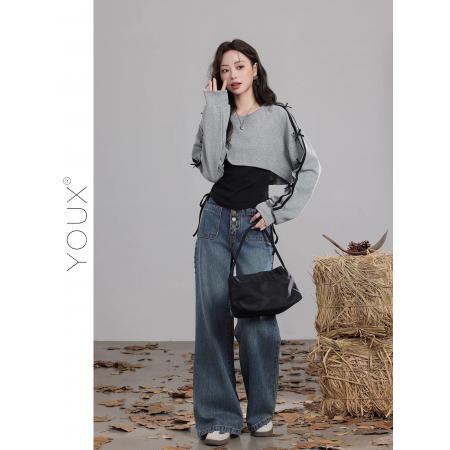 FA44044# 韩系别致长袖卫衣背心两件套装  服裝批發女裝批發服飾貨源