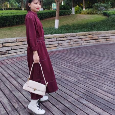 FA44092# 韩版宽松异色线连衣裙送腰带  服裝批發女裝批發服飾貨源