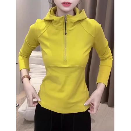 FA44166# 知性气质高级显瘦连帽长袖女秋季新款舒适通勤修身大码上衣 服裝批發女裝批發服飾貨源