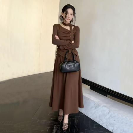 FA44207# 休闲套装新款女装显瘦T恤上衣+高腰半身裙两件套 服裝批發女裝批發服飾貨源