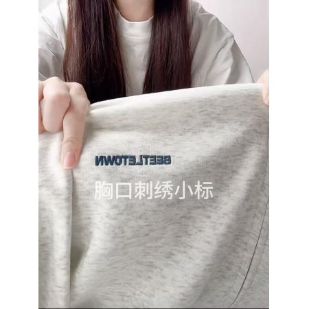 FA44216# 后包条+刺绣+纯棉华棉复合特大码300斤珍珠卫衣 服裝批發女裝批發服飾貨源