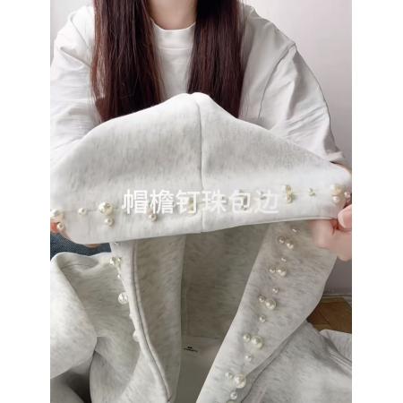 FA44216# 后包条+刺绣+纯棉华棉复合特大码300斤珍珠卫衣 服裝批發女裝批發服飾貨源