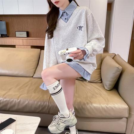 FA44220# 华棉复合春秋薄长袖卫衣女韩版宽松显瘦设计感上衣网红 服裝批發女裝批發服飾貨源