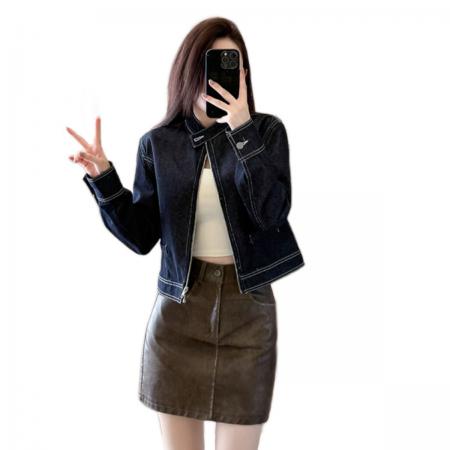 FA44229# 秋季牛仔短外套女通勤工装夹克立领上衣时尚显瘦 服裝批發女裝批發服飾貨源