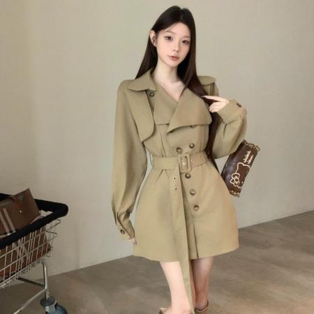 FA44230# 独特设计感时尚风衣连体裤东大门收腰显瘦双排扣连体衣 服裝批發女裝批發服飾貨源