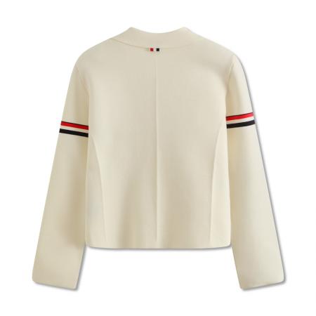 FA44261# 韩版重工钉钻设计感双袖彩杠修身针织开衫女翻领小西装秋冬厚外套 服裝批發女裝批發服飾貨源