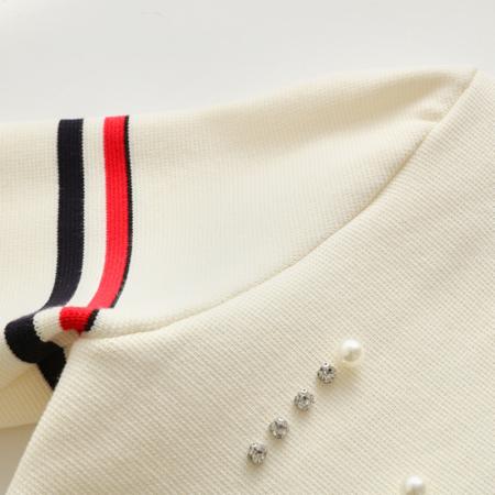 FA44261# 韩版重工钉钻设计感双袖彩杠修身针织开衫女翻领小西装秋冬厚外套 服裝批發女裝批發服飾貨源