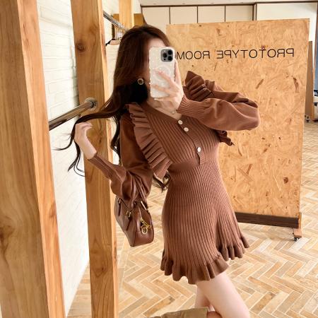 FA44265# 新款小香风女装漂亮显瘦针织短裙冬天内搭御姐别致绝美连衣裙 服裝批發女裝批發服飾貨源