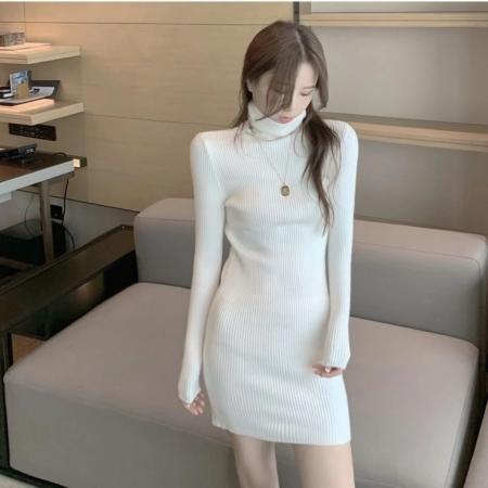 FA44272# 毛衣针织连衣裙女秋冬配大衣修身紧身内搭包臀打底短裙小个子 服裝批發女裝批發服飾貨源