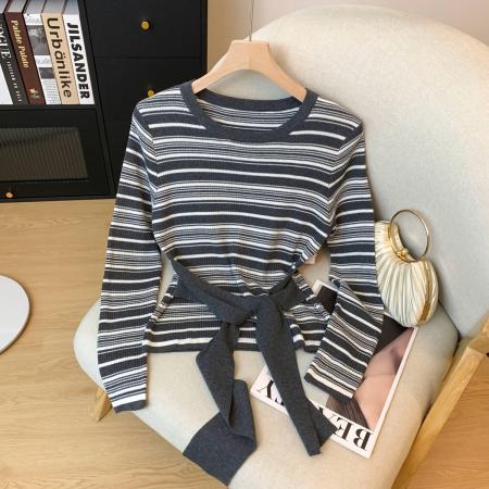 新款韩版时尚百搭宽松显瘦针织衫小众设计感上衣 服裝批發女裝批發服飾貨源