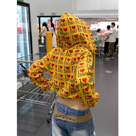 华面复合短款连帽卫衣女春秋二次元撞色开衫外套 服裝批發女裝批發服飾貨源