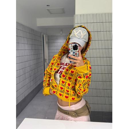 FA44291# 华面复合短款连帽卫衣女春秋二次元撞色开衫外套 服裝批發女裝批發服飾貨源