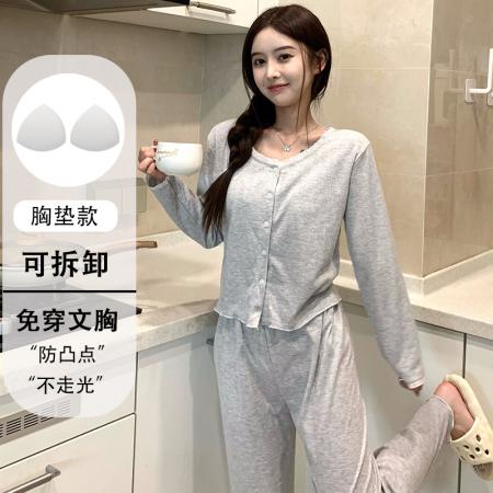 FA44298# 性感女睡衣春秋季小香风吊带开衫三件套日系甜美带胸垫居家服 服裝批發女裝批發服飾貨源