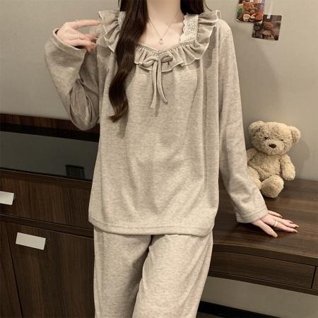 FA44301# 现货秋冬季新款睡衣女双面德绒甜美公主风长袖可外穿家居服套装 服裝批發女裝批發服飾貨源
