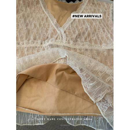 FA44317# 秋季韩版纯欲V领挂脖辣妹露背蕾丝内搭背心T恤上衣 服裝批發女裝批發服飾貨源
