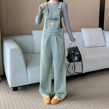 复古牛仔背带裤女秋季新款可爱减龄宽松显瘦休闲连体裤 服裝批發女裝批發服飾貨源