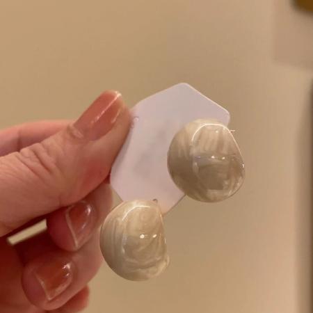 CX13526# 最便宜饰品批发 法式复古滴釉半圆耳钉女轻奢小众高级感时尚百搭耳环气质耳饰