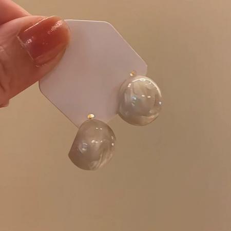 CX13526# 最便宜饰品批发 法式复古滴釉半圆耳钉女轻奢小众高级感时尚百搭耳环气质耳饰