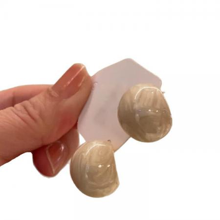 CX13526# 最便宜饰品批发 法式复古滴釉半圆耳钉女轻奢小众高级感时尚百搭耳环气质耳饰