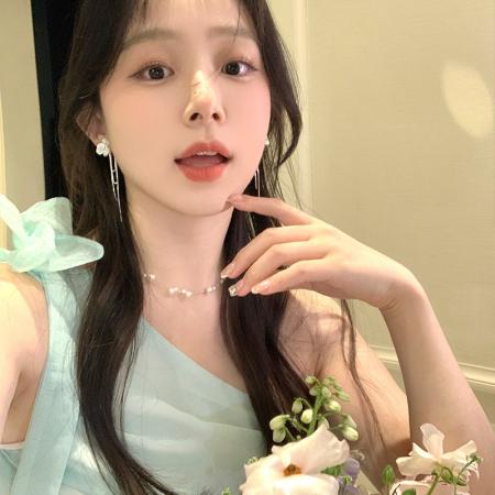 CX13527# 最便宜饰品批发 韩系百搭高级感微镶锆石滴釉花朵耳钉女轻奢小众长款流苏耳环耳饰