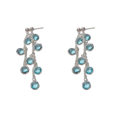 CX13536# 最便宜饰品批发 轻奢小众紫色圆珠耳钉女甜美气质高级感长款流苏耳环气质耳饰