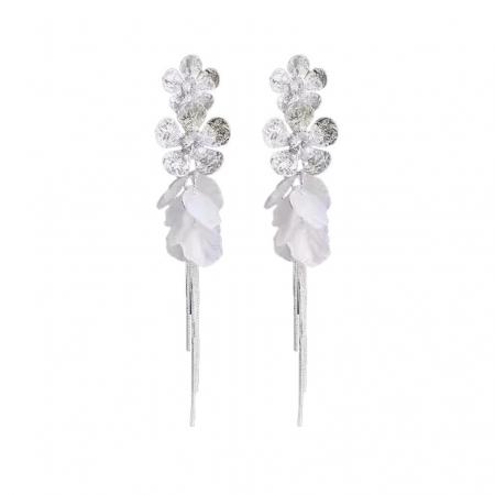 CX13537# 最便宜饰品批发 锆石花朵贝壳海边度假风流苏长款耳环女方圆脸耳饰新款高级感