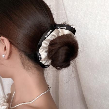 CX13543# 最便宜饰品批发 韩版布艺字母大肠发圈女扎丸子头橡皮筋发绳高级感褶皱头绳发饰