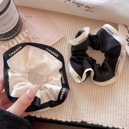 CX13543# 最便宜饰品批发 韩版布艺字母大肠发圈女扎丸子头橡皮筋发绳高级感褶皱头绳发饰