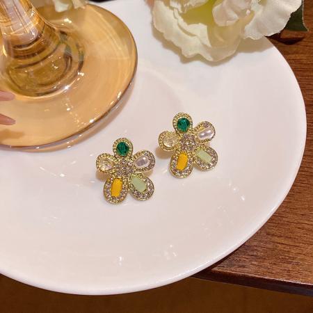CX13561# 最便宜饰品批发 多巴胺彩色锆石五角星耳环女海边度假风时尚百搭气质海星耳钉耳饰