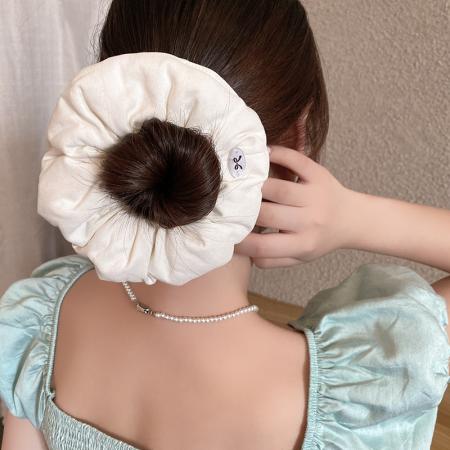 CX13566# 最便宜饰品批发 白色充棉泡芙大肠发圈柔软不伤发丸子头扎发绳头花高弹力马尾皮筋