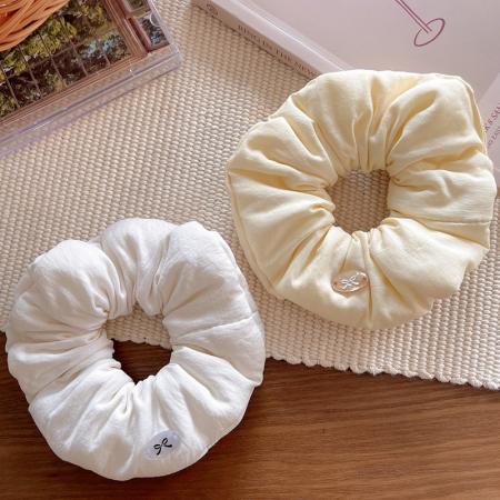 CX13566# 最便宜饰品批发 白色充棉泡芙大肠发圈柔软不伤发丸子头扎发绳头花高弹力马尾皮筋