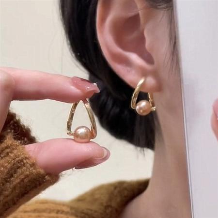 CX13573# 最便宜饰品批发 轻奢小众高级感珍珠耳钉女温柔气质几何形耳钉网红同款耳饰品批发