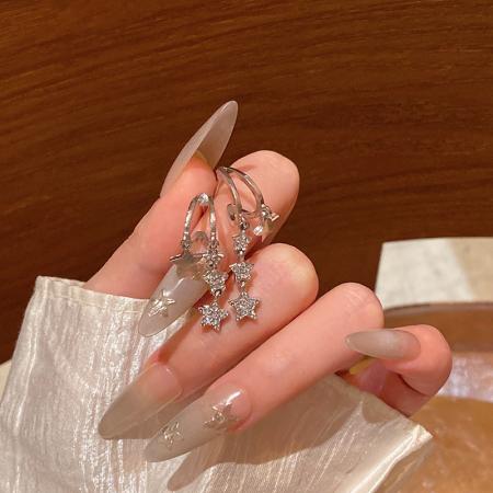 CX13574# 最便宜饰品批发 甜美辣妹风长款流苏星星耳环女轻奢小众时尚百搭气质耳钉网红耳饰