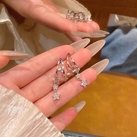 CX13574# 最便宜饰品批发 甜美辣妹风长款流苏星星耳环女轻奢小众时尚百搭气质耳钉网红耳饰