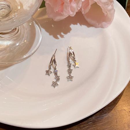 CX13574# 最便宜饰品批发 甜美辣妹风长款流苏星星耳环女轻奢小众时尚百搭气质耳钉网红耳饰