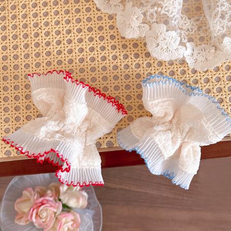 CX13591# 最便宜饰品批发 复古韩系小众设计手工蕾丝花边发圈双层大肠圈头绳百搭简约发饰