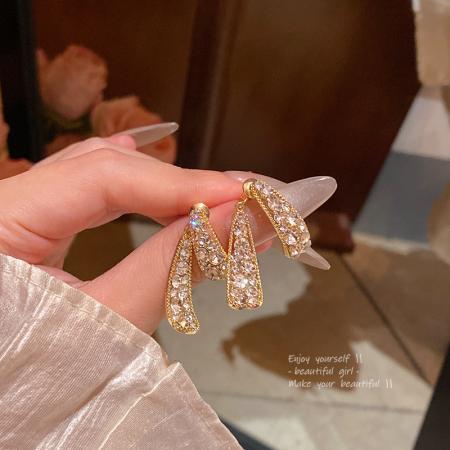 CX13601# 最便宜饰品批发 韩系爆款超闪满钻水滴形耳环女轻奢小众高级感一款两戴耳钉耳饰品