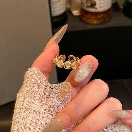 CX13603# 最便宜饰品批发 轻奢小众高级感猫眼石戒指女开口可调节食指戒网红同款指环批发