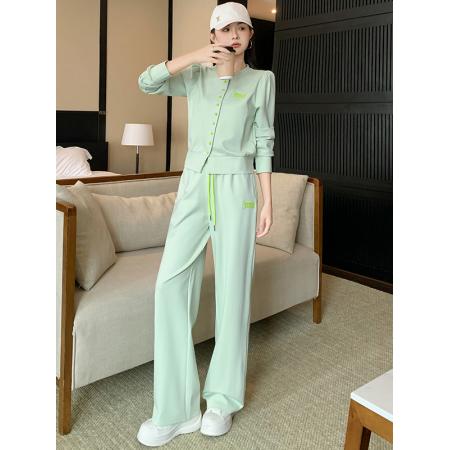 FA44404# 潮牌时尚休闲运动套装女秋季洋气减龄半球服外套上衣阔腿裤两件套 服裝批發女裝批發服飾貨源