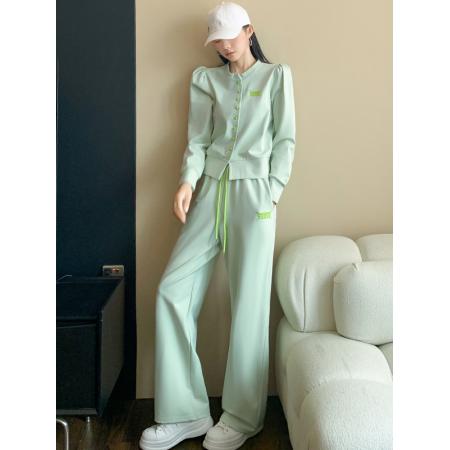 FA44404# 潮牌时尚休闲运动套装女秋季洋气减龄半球服外套上衣阔腿裤两件套 服裝批發女裝批發服飾貨源