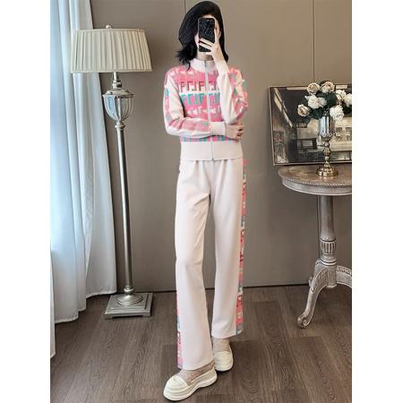 FA44405# 春秋新款时尚潮流女装字母休闲卫衣外套直筒裤运动套装 服裝批發女裝批發服飾貨源