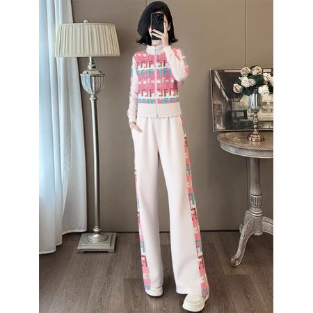 FA44405# 春秋新款时尚潮流女装字母休闲卫衣外套直筒裤运动套装 服裝批發女裝批發服飾貨源