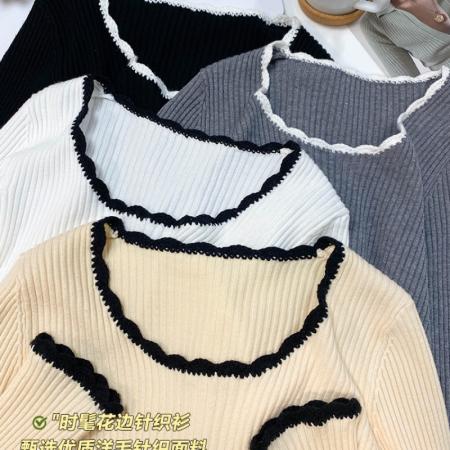 FA44412# 早秋针织衫新款爆款圆领打底衫内搭长袖上衣春秋冬高级感毛衣 服裝批發女裝批發服飾貨源