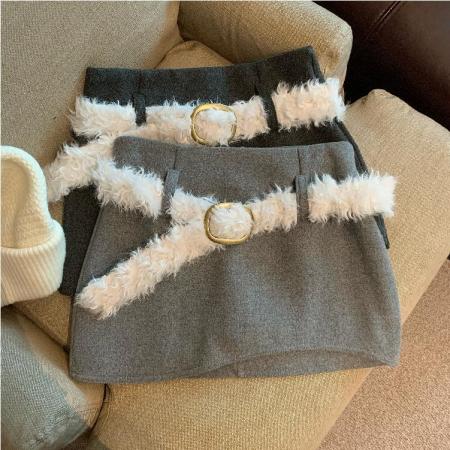 FA44434# 秋冬高腰毛呢短裙 服裝批發女裝批發服飾貨源