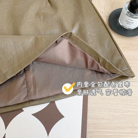 FA44441# 迷踪高级光泽感高腰PU皮短裙女秋设计感A字半身裙 服裝批發女裝批發服飾貨源