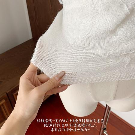 FA44442# 莎古堡蕾丝针织吊带女秋冬10%绵羊毛打底小上衣 服裝批發女裝批發服飾貨源