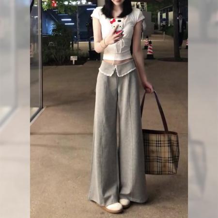 FA44444# 夏季新款高腰显瘦宽松阔腿拖地长裤 服裝批發女裝批發服飾貨源