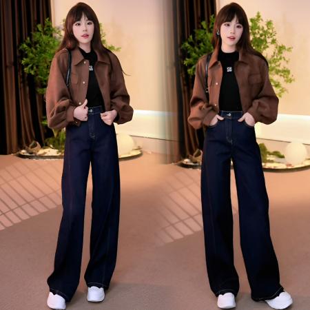 FA44473# 小个子休闲风工装polo领短款外套女秋季新款复古上衣潮 服裝批發女裝批發服飾貨源